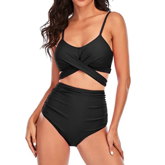 Full-Figured Coal Black Sporty Bikini - Picture 3 of 6